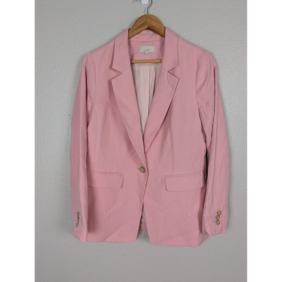 LOFT Blazer Womens 4 Linen Blend One Button Lined Tailored Work Office Jacket - Picture 1 of 7